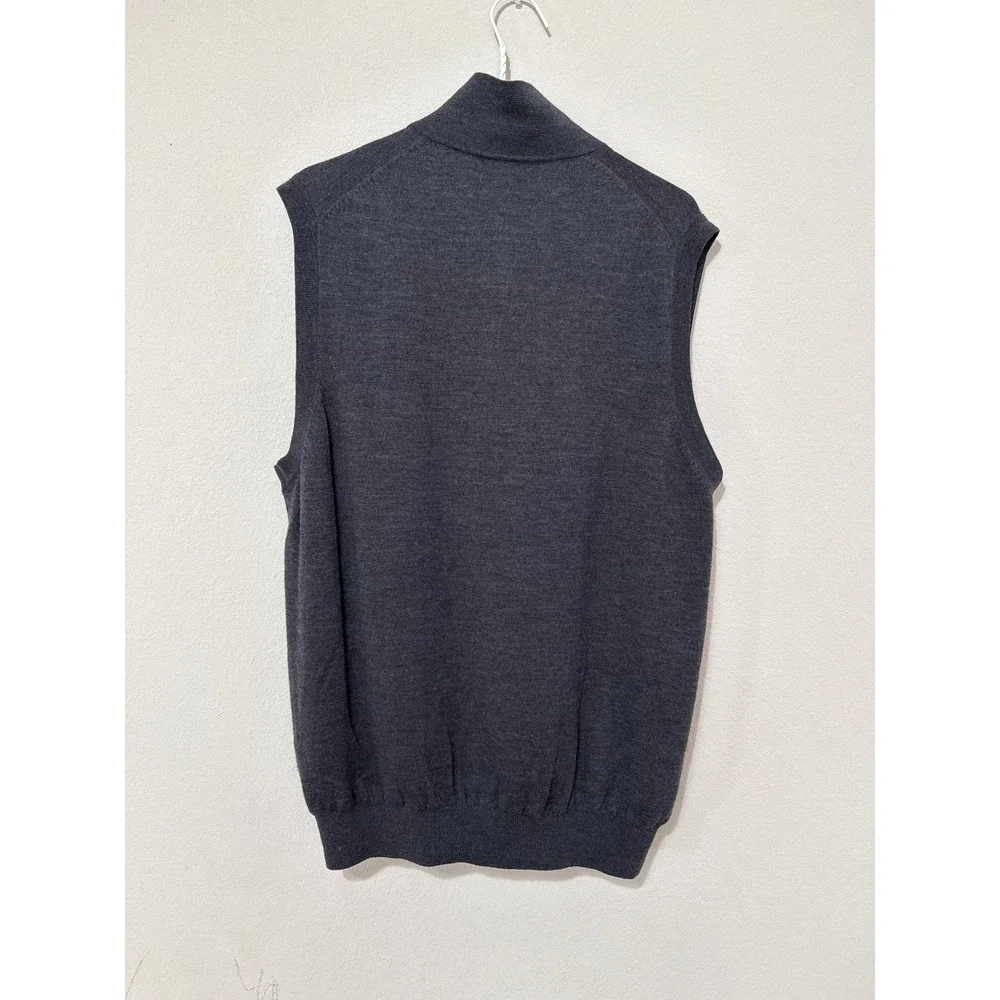 Whispering Pines Men's Gray 100% Merino Wool Windvest Size Large Golf 1/4 Zip